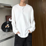 Riolio Warm Henry Collar Long Sleeve T shirt For Men Spring Autumn Casual Mens T-shirts Unisex Tee Tops Classic Clothes Men's T-Shirts