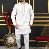 Riolio Summer African Men's Traditional Elegant Suits Outfit Dashiki 2Pcs Shirt & Pants Full Set Designer Clothes Abaya Brand Costume