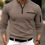 Riolio  Men's long-sleeved Casual T-shirt With Half Zipper Spring Autumn Long-sleeved T-shirt Arm Zipper Sports Shirt