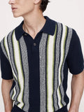 Riolio  Daily Casual Short Sleeve Slim Mens Polo Shirts Knitting Striped Pullover Tops Spring Summer Men Leisure Buttoned Lapel Polos