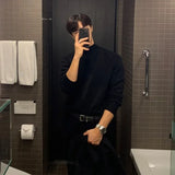 Riolio  Autumn and Winter Half Polo Turtle Neck Sweater Men's Korean Style Loose Fit Color Medium Neck Knitting Base Layer Top Sleeve