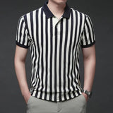 Riolio  European Slim-fit Striped Men's Polo Shirt T-shirt with Collar New Casual Summer Short-sleeve Top T-shirt