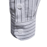 Riolio Solid Color Striped Men's Shirts Single Pocket Stand Collar Long-sleeved Shirts for Men New Spring Social Shirts Men