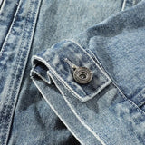 Riolio  Autumn Denim Vest Men Sleeveless Vintage Moto Biker Jean Jacket Coat Fashion Casual Mens Stand Collar Denim Waistcoat Streetwear