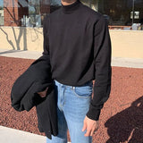 Riolio  Half-turtleneck Sweater for Men, Long-sleeved Korean Style Trendy Knitted Sweater with Bottoming Shirt, Hong Kong Style Casual