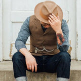 Riolio Vests Men Vintage Slim Classic Smart Casual Woolen Coats Autumn American Style Handsome Mature High Street All-match Fashion New