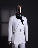 Riolio  Fashion Men Suit 2 Pieces Blazer Pants One Button Peaked Lapel Velvet Business Slim Fit Formal Wedding Groom
