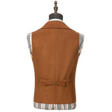 Riolio  Men Vest Brown Double Button Frosted Velvet Waistcoat For Banquet Birthday Wedding Business Work Formal Set Men Suit Vest
