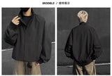 Riolio  Jacket Mens Casual Jacket Solid Stand Collar Loose Fit Zipper Autumn Coat Ribbed Cuffs Relaxed Outerwear