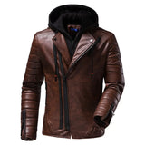 Riolio Winter New Standing Collar Leather Jacket Men's Business High-grade Leather Jacket Young and Large Size Motorcycle Jacket