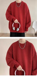 Riolio  New Japanese Retro Men Knitted Sweater Light Luxury Casual O Neck Solid Color Long Sleeve Pullovers Loose High Street Knitwear