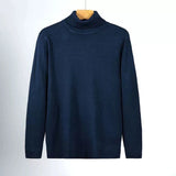 Riolio New Korean Fashion Men Sweater Light Luxury Trendy Turtleneck Knit Solid Color Pullover Leisure Retro Long Sleeve Basic Knitwear