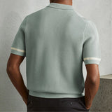 Riolio  Summer New Trend Men Fashion Polo Shirt Light Luxury Hollow Out Knitted T-shirt American Style Casual Short Sleeve Cardigan Tops