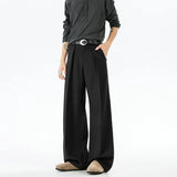 Riolio  Grey Black Suit Pants Men Fashion Society Mens Dress Pants Korean Loose Wide Leg Pants Mens Office Formal Trousers Large Size