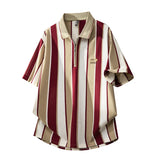 Riolio  Soft Lightweight Men's T-Shirt Versatile Top Summer Polo Shirt Fashion Stripes Trendy Fit Stylish Comfortable High-Quality Daily