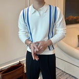 Riolio New British Business Casual Men Polo Shirt Light Luxury Patchwork Slim-fit Knitted Short Sleeve T-shirts Leisure Breathable Tops