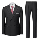 Riolio Fashion New Men's Casual Boutique Double Breasted Suit Trousers / Man's Business Suit Jacket Blazers Coat Pants 2 Pcs Set