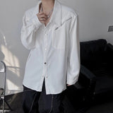 Riolio  Mens Shirt Zipper Design Dark Casual Shirt Summer Streetwear Fashion Trend Daily Versatile Long Sleeve Top Men'S Wear New