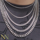 Riolio 10 Pieces Stainless Steel Cuban Link Necklace for Men Women Tarnish Free Heavy Curb Chain Necklace Choker 16 18 20 22 24 Inches