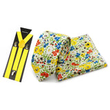 Riolio  Men's High Quality 6.5cm Floral Leaves Cotton Tie Handkerchief Suspender Set Novel Gentleman Artistic Wedding Accessories Gifts