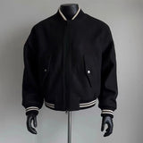 Riolio  New American Vibe Fleeced Men Crop Jackets Luxury Harajuku Zip-up Long Sleeve Streetwear Trendy Chic Pocket Baseball Coats M-2XL