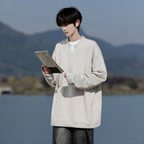 Riolio Long Sleeve V-Neck T-Shirt mens Solid Color Spring  Casual Basic Top  Plain Tee Shirt Breathable Comfort Stretch Soft plus size