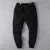 Riolio  Mens Workwear Cotton Welding Pants Elastic Waist Nine Points Labor Protection Pants Durable Dirt Resistant Loose Fit Casual T...
