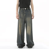 Riolio New Men's Baggy Straight Leg Wide Leg Jeans Male Fashion Vintage Wash Casual Denim Pants Youth Popular Brand Streetwear Trousers