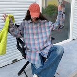 Riolio Colorful Plaid Shirt Men Fashion Vintage Shirt Men Streetwear Loose Long Sleeved Shirt Mens Oversized Casual Shirts M-2XL