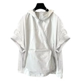 Riolio  Trendy Zip-Up Hooded Short Sleeve Men's T-Shirt Korean Style Loose Fit Large Pocket Summer Casual Tops