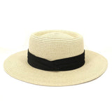 Riolio  Flat Concave Top Paper Straw Hat Spring Summer Women Men Wide Brim Beach Sun Hat Boater Style Fedora Party Cap Sombrero Hombre