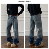 Riolio  Mens Straight Leg Jeans Business Casual Vintage Blue Denim Pants for Middle Aged Man Classic Fit man trousers