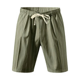 Riolio  Men's Striped Linen Blend Shorts Elastic Waist Drawstring Casual Beach Shorts