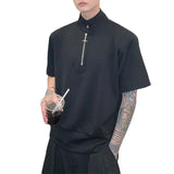 Riolio  Niche Stand-up Collar T-shirt Men Polo Shirt Summer Loose Short-sleeved Top T-shirt