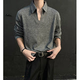 Riolio  Spring Long Sleeved T-shirt Men Fashion Lapel T Shirt Men Streetwear Korean Loose Casual T Shirt Mens Polo Shirt Male Hoodie