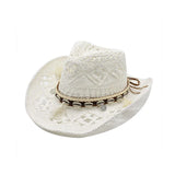 Riolio  Western Cowboy Hat for Women Men Paper Straw Wide Brim Beach Cap UV Protection Cowgirl Fedoras Mens Hats Sombrero Hombre