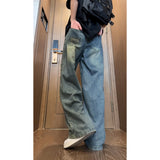 Riolio Beggar jeans men Vintage Streetwear Ripped Hole Jeans Men Women Harajuku Aesthetic Wide Leg Denim Trousers Unisex Straight Pants