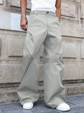 Riolio  Mens Casual Loose Wide Leg Pants Solid Color Fall Streetwear