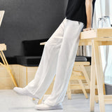 Riolio  Men's Cotton Linen Loose Casual Thin Summer Long Pants Faionable Ci Sle Straight Leg Pants mid Low Waist Classic Sle