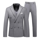 Riolio Blazer Pants Double Breasted Tuxedo Suit Men Business Work Wedding Formal Sets Solid Jacket with Trousers Slim Casual Clothing