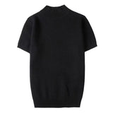 Riolio Men's Clothing Fashion Jacquarded Tops Luxury High Quality Knit O Neck Short-sleeved T-shirt Leisure Popular Retro Slim Knitwear