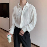 Riolio Autumn Winter New Fashion Temperament Trend Simple Blouse Male Korean Fold Design Shirt Man Solid Color Loose Casual Gentmen Top