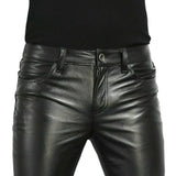 PU Leather Pants Men's Fashion Rock Style Night Club Dance Pants Men's Faux Leather Slim Fit Skinny Motorcycle Trousers