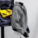 Riolio New Autumn Men Textured Hooded Sweatshirt Jacket Light Luxury Harajuku Zip-up Leisure Fashion Long Sleeve Hoodie Crop Coat M-2XL