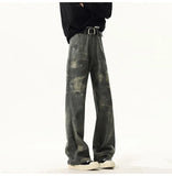 Riolio High quality Jeans Leopard Personality design Pockets Jeans Male American Style High Street Denim Pants Classic Denim Trousers