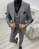 Riolio  Slim Fit Men's 3-Piece Suit Elegant Peak Lapel Blazer Vest And Pants Set for Wedding Banquet Business Evening Party