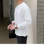 Riolio  New Autumn Fashion Men T-shirt Light Luxury Solid Color Long Sleeve Tops Leisure Streetwear Casual O Neck Basic Shirts M-3XL