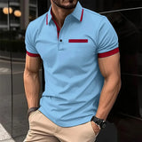 Riolio  Summer Men's Short sleeve Polo Shirts Fashion Business Casual Polos Man Patchwork Turn Down Collar Sports Tees Tops Streetwear