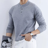 Riolio  New Fashion Men Henry Sweater Light Luxury Knitted Solid Color Long Sleeve Pullover Premium Quality Skin-friendly Knitwear M-3XL