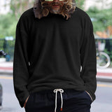 Riolio Spring And Autumn Korean Style Sweater Men's Casual Loose Plus Size men's Clothing Waffle Fabric Crew-neck Long-sleeved Pullover